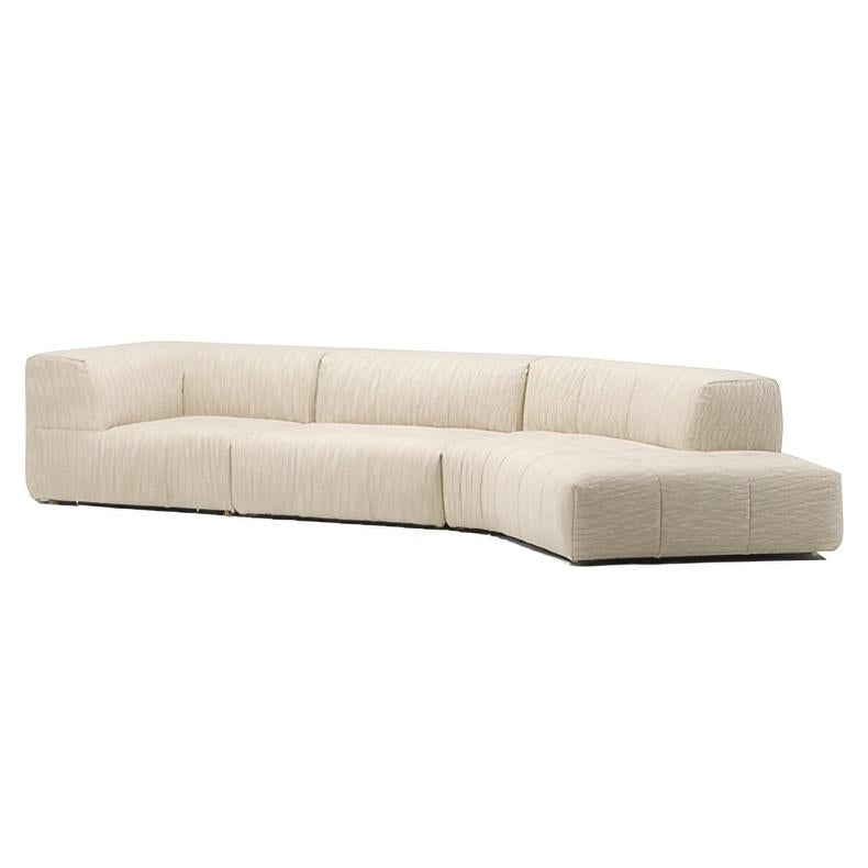 Almond Cream Curved Sectional Sofa