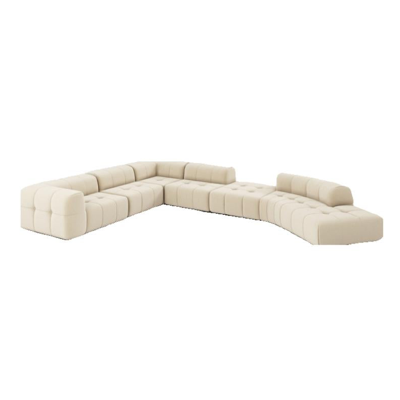 Almond Cream Curved Sectional Sofa