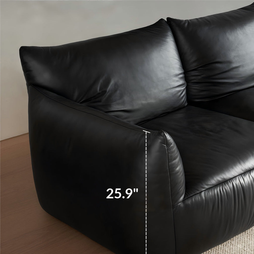 Croissant Noir Top Grain Leather Sofa