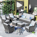 Ensemble de 8 chaises pivotantes en osier pour patio OVIOS