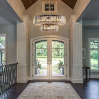 Lustre rond moderne en cristal OYIPRO 6/8/12 lumières en forme de tambour pour îlot de cuisine