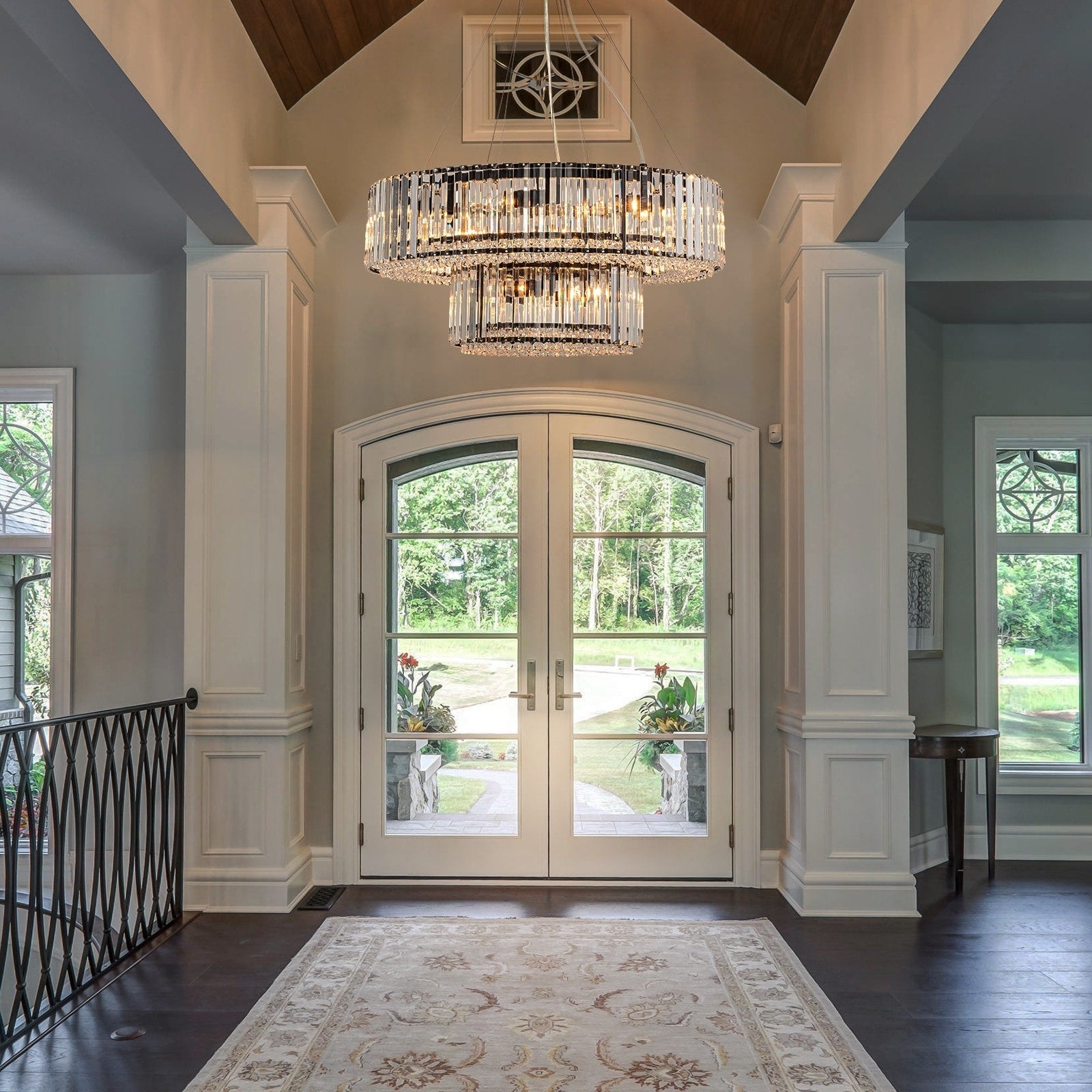 Lustre rond moderne en cristal OYIPRO 6/8/12 lumières en forme de tambour pour îlot de cuisine