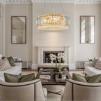 Lustre rond moderne en cristal OYIPRO 6/8/12 lumières en forme de tambour pour îlot de cuisine