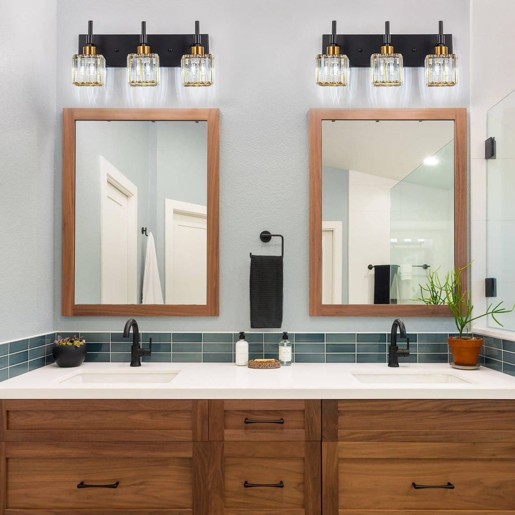 Luminaires de salle de bain en cristal à intensité variable Ora Modern sur miroir Glam Vanity Lights