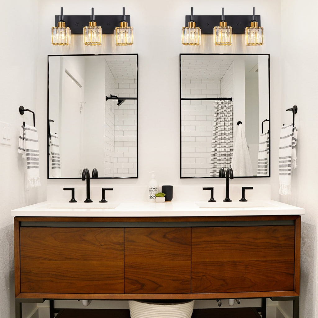 Luminaires de salle de bain en cristal à intensité variable Ora Modern sur miroir Glam Vanity Lights