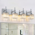 Luminaires de salle de bain en cristal à intensité variable Ora Modern sur miroir Glam Vanity Lights
