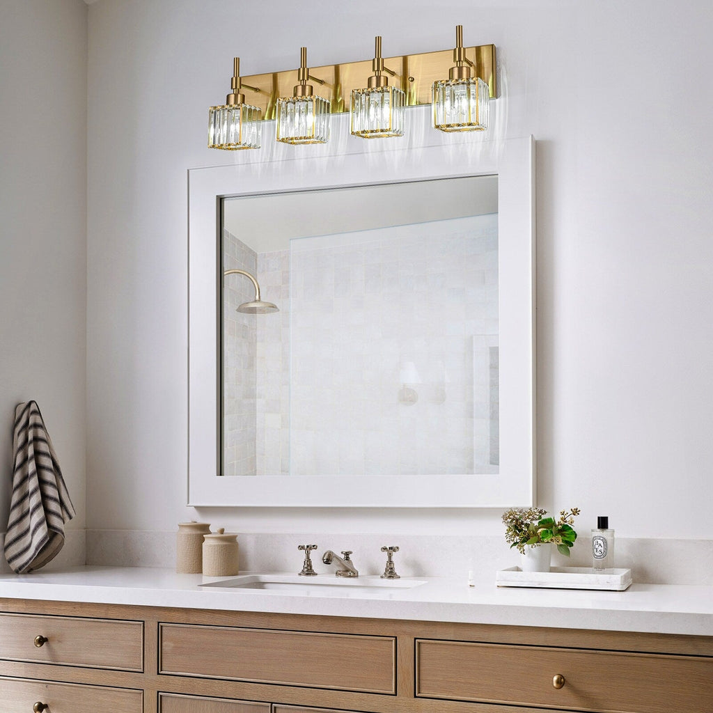 Luminaires de salle de bain en cristal à intensité variable Ora Modern sur miroir Glam Vanity Lights