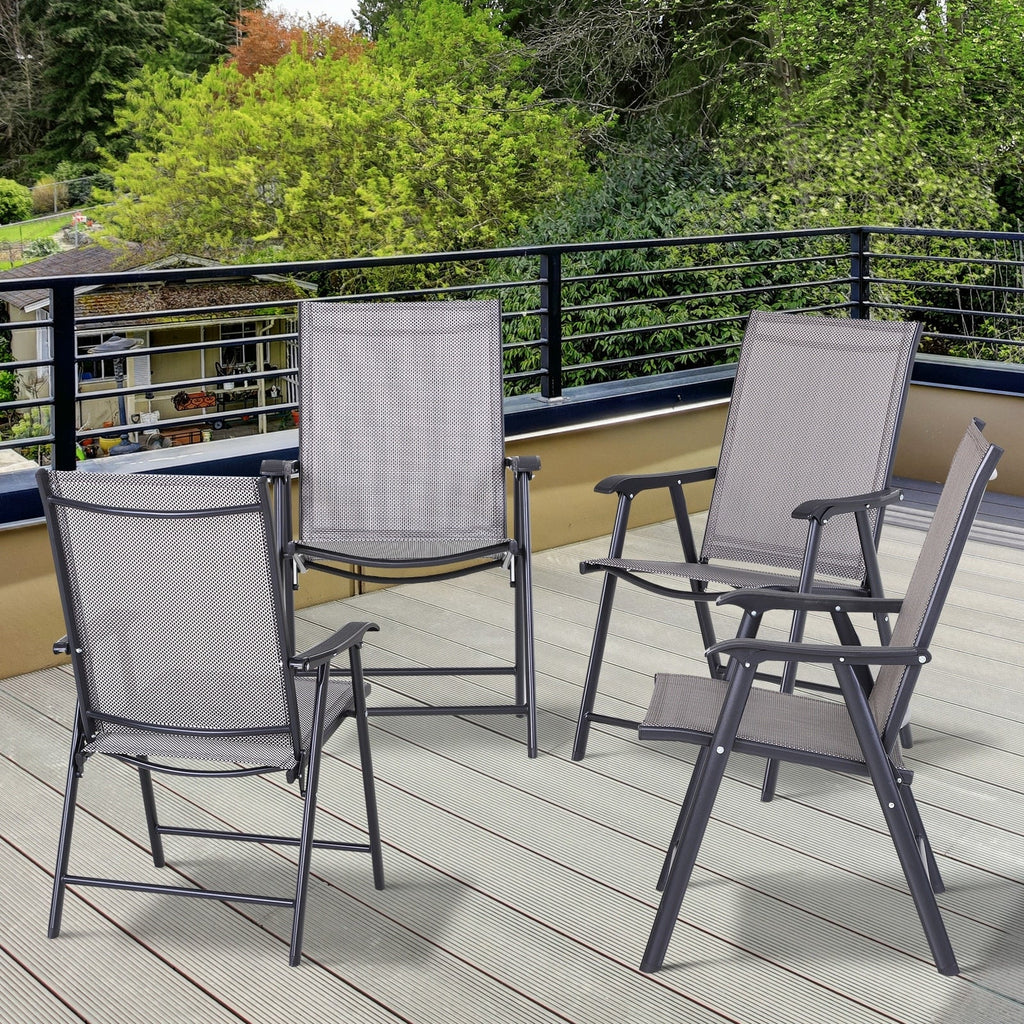 Ensemble de 4 chaises de patio pliantes Outsunny au design simple et chic, confortables pour la terrasse, le jardin, la cour et les voyages