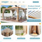 EROMMY Pergola d'extérieur à persiennes avec toit en aluminium réglable et imperméable