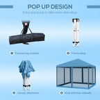 Auvent pop-up robuste Outsunny 10' x 10' avec filet latéral en maille amovible, conception d'installation facile, événement de fête en plein air