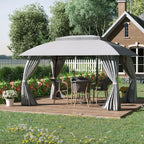 Gazebo de terrasse Outsunny 10' x 13', abri d'extérieur avec parois latérales, toit à double ventilation et structure en acier