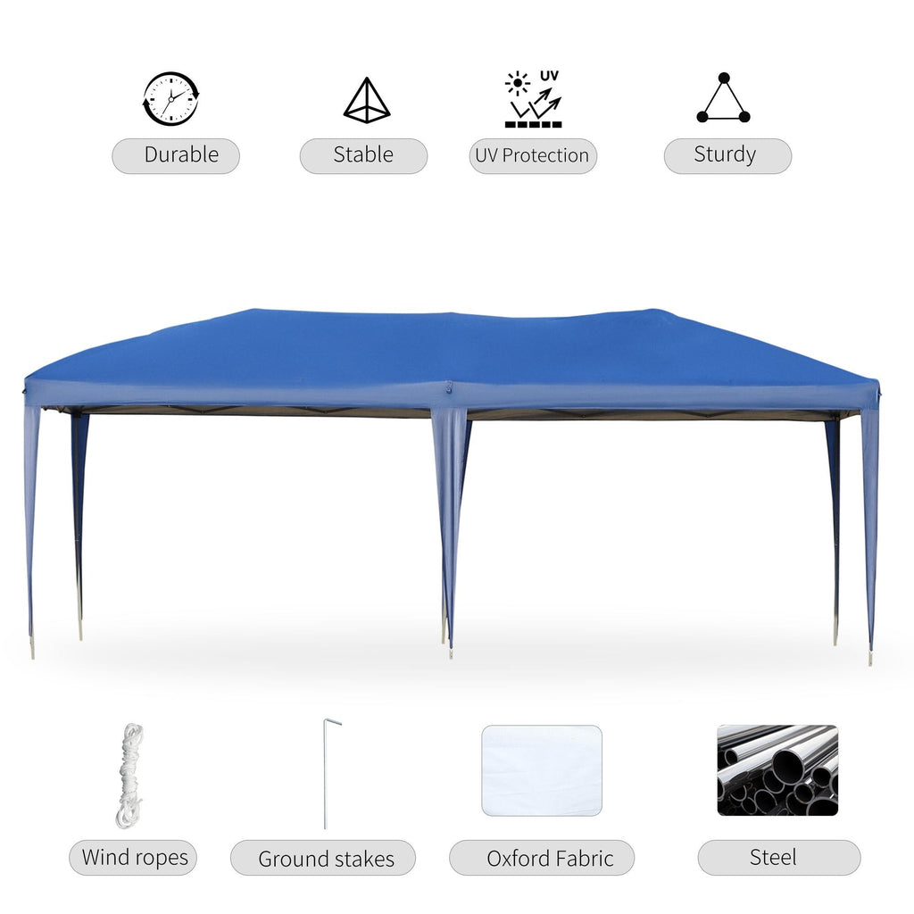 Auvent pop-up robuste Outsunny avec cadre robuste, toit anti-UV et sac de transport pour terrasse, jardin, plage et arrière-cour