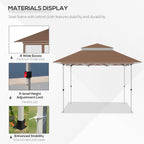 Outsunny 12' x 12' Pop Up Canopy Sun Shade Tente instantanée pliable avec filet latéral en maille, hauteur réglable sur 3 niveaux