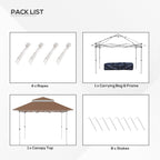 Outsunny 12' x 12' Pop Up Canopy Sun Shade Tente instantanée pliable avec filet latéral en maille, hauteur réglable sur 3 niveaux