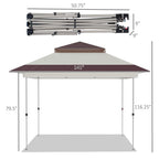 Outsunny 12' x 12' Pop Up Canopy Sun Shade Tente instantanée pliable avec filet latéral en maille, hauteur réglable sur 3 niveaux