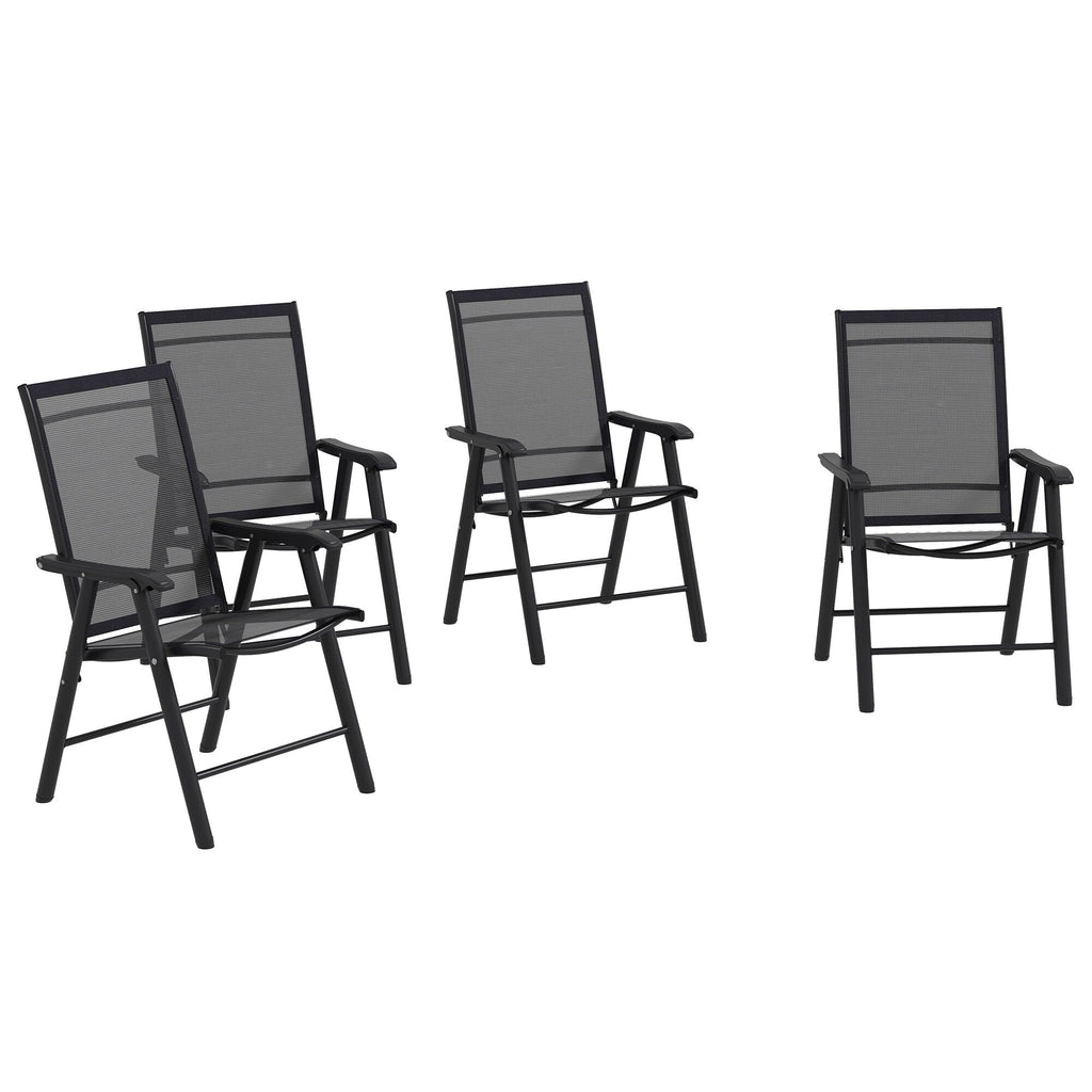 Ensemble de 4 chaises de patio pliantes Outsunny au design simple et chic, confortables pour la terrasse, le jardin, la cour et les voyages