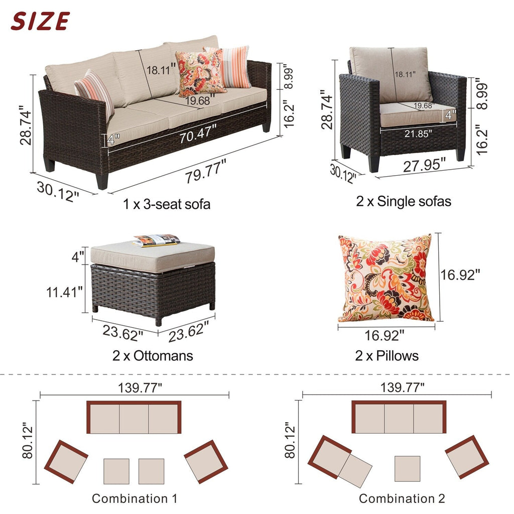 Ensemble de 5 sièges de jardin à dossier haut en osier OVIOS