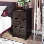 Table de chevet 3 tiroirs 100 % bois massif de Palace Imports avec boutons en métal ou en bois