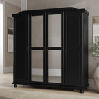 Armoire penderie 4 portes Kyle 100 % bois massif de Palace Imports avec portes en bois massif ou en miroir