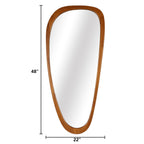 Miroir mural asymétrique en forme de pavé avec cadre en pin