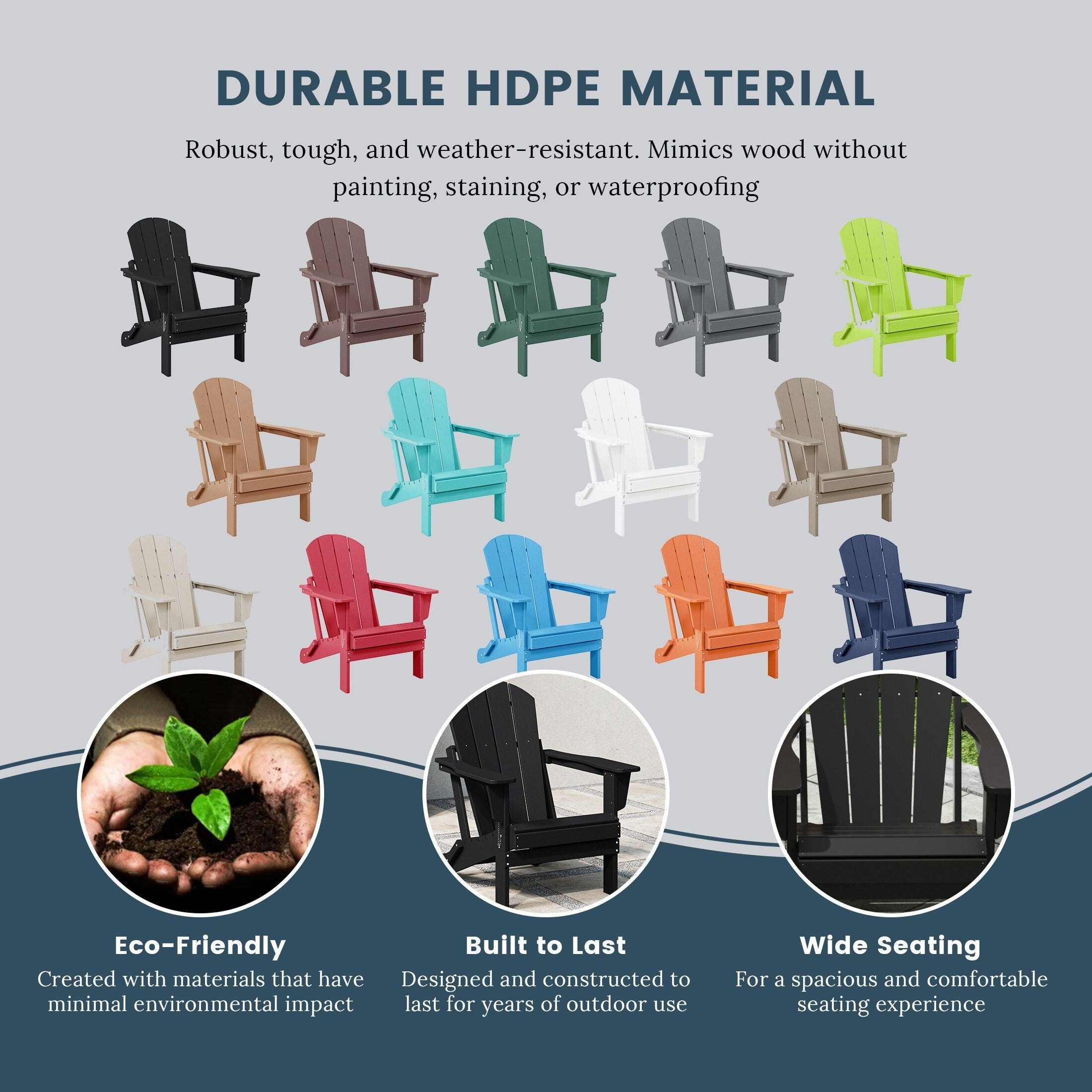 Chaises pliantes Adirondack Polytrends Laguna résistantes aux intempéries (lot de 2)