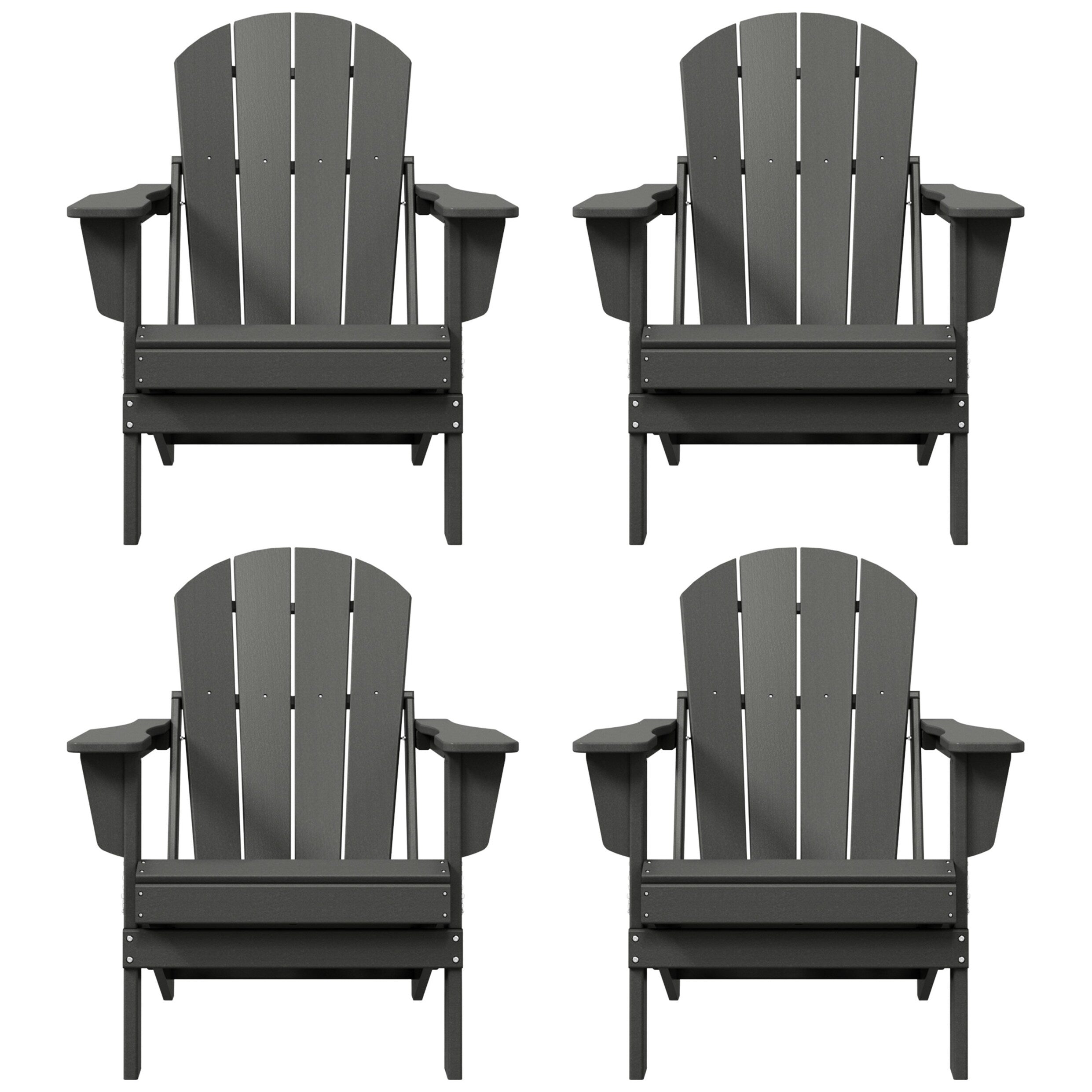 Chaises pliantes Adirondack Polytrends Laguna résistantes aux intempéries (lot de 4)