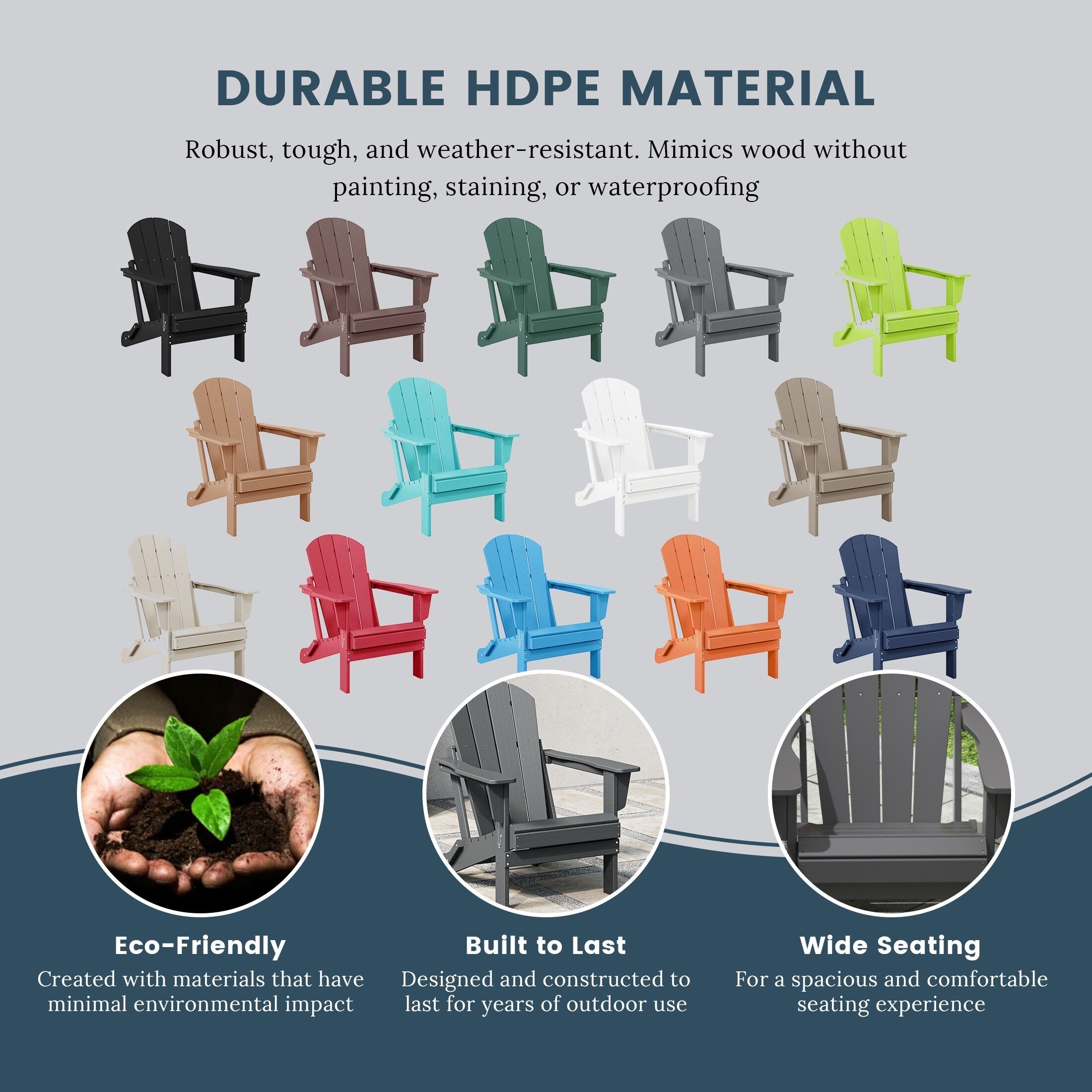 Chaises pliantes Adirondack Polytrends Laguna résistantes aux intempéries (lot de 4)