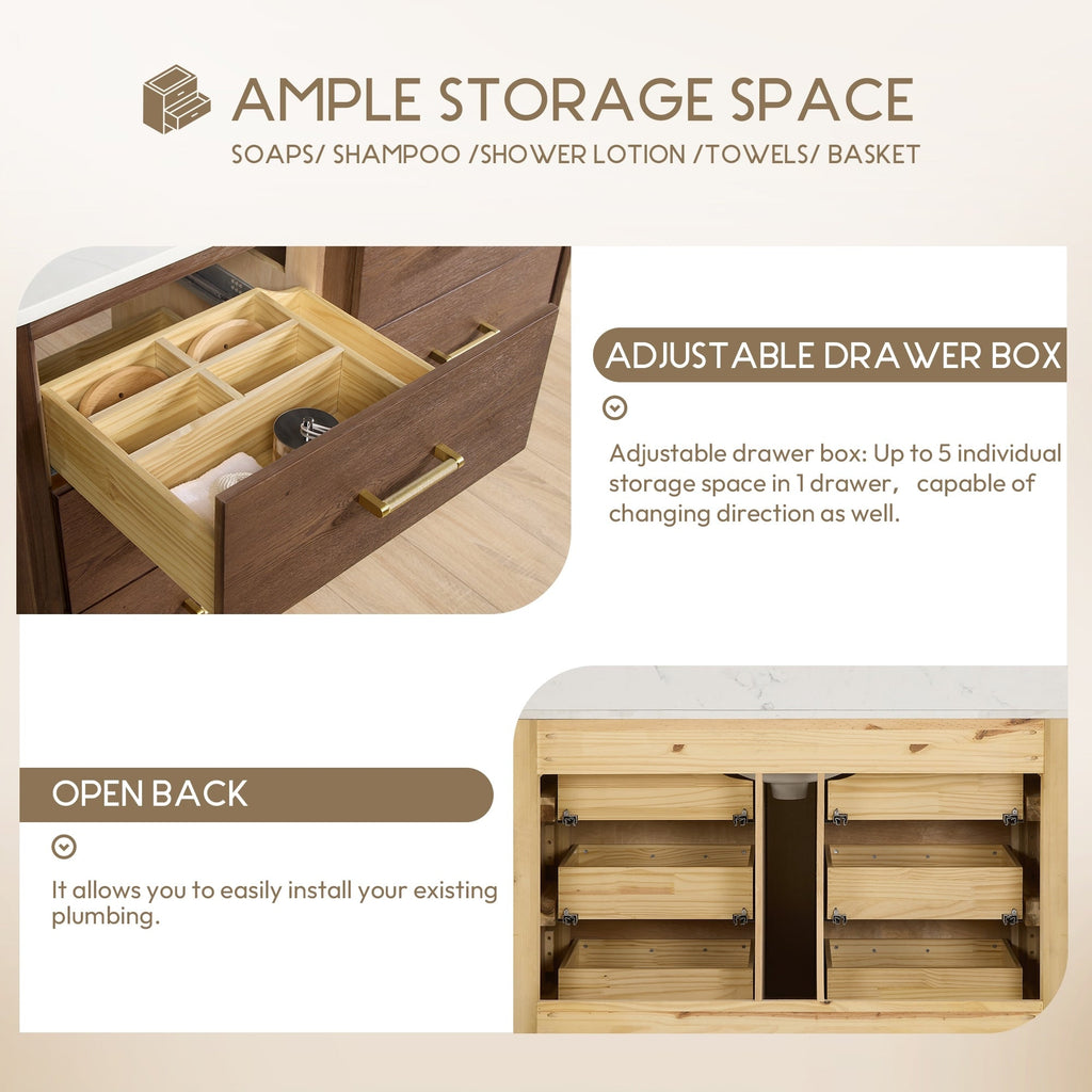 Meuble-lavabo Porto avec dessus en quartz blanc sans miroir