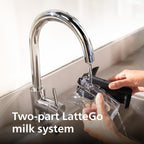 Machine à expresso haut de gamme, 12 cafés chauds/glacés, système LatteGo, moulin en céramique, chrome noir