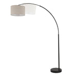 Lampadaire arqué réglable en acier Q-Max 81 avec abat-jour extra large et base en marbre
