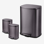 Poubelles rectangulaires Qualiazero de 13,2 gallons et deux de 1,3 gallon à pédale - Ensemble familial