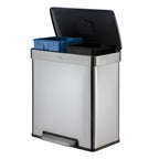 Poubelle de recyclage rectangulaire Qualiazero 16 gal (unité double 8 gal) - Acier inoxydable