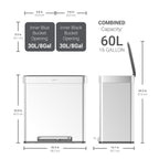 Poubelle de recyclage rectangulaire Qualiazero 16 gal (unité double 8 gal) - Acier inoxydable