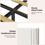 Lit Queen/Full rembourré à canaux verticaux avec tête de lit à oreilles