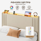 Lit Queen/Full rembourré à canaux verticaux avec tête de lit à oreilles