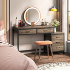 Bureau d'ordinateur réversible avec 5 tiroirs, bureau à domicile avec classeur, tiroir et support d'imprimante