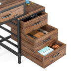 Bureau d'ordinateur réversible avec 5 tiroirs, bureau à domicile avec classeur, tiroir et support d'imprimante