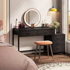 Bureau d'ordinateur réversible avec 5 tiroirs, bureau à domicile avec classeur, tiroir et support d'imprimante