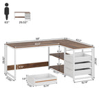 Bureau d'ordinateur réversible en forme de L, table d'écriture robuste, poste de travail