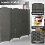 Paravent de séparation de pièce de 6 pieds de haut en fibre tissée, écran de confidentialité autoportant, écran pliant