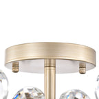 Plafonnier Rosa à 6 lumières en cristal argenté brossé avec fleur de champagne - 17,7 pouces de diamètre x 8,7 pouces de hauteur