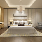 Lustre tambour à perles rondes avec cristaux suspendus