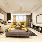 Lustre tambour à perles rondes avec cristaux suspendus