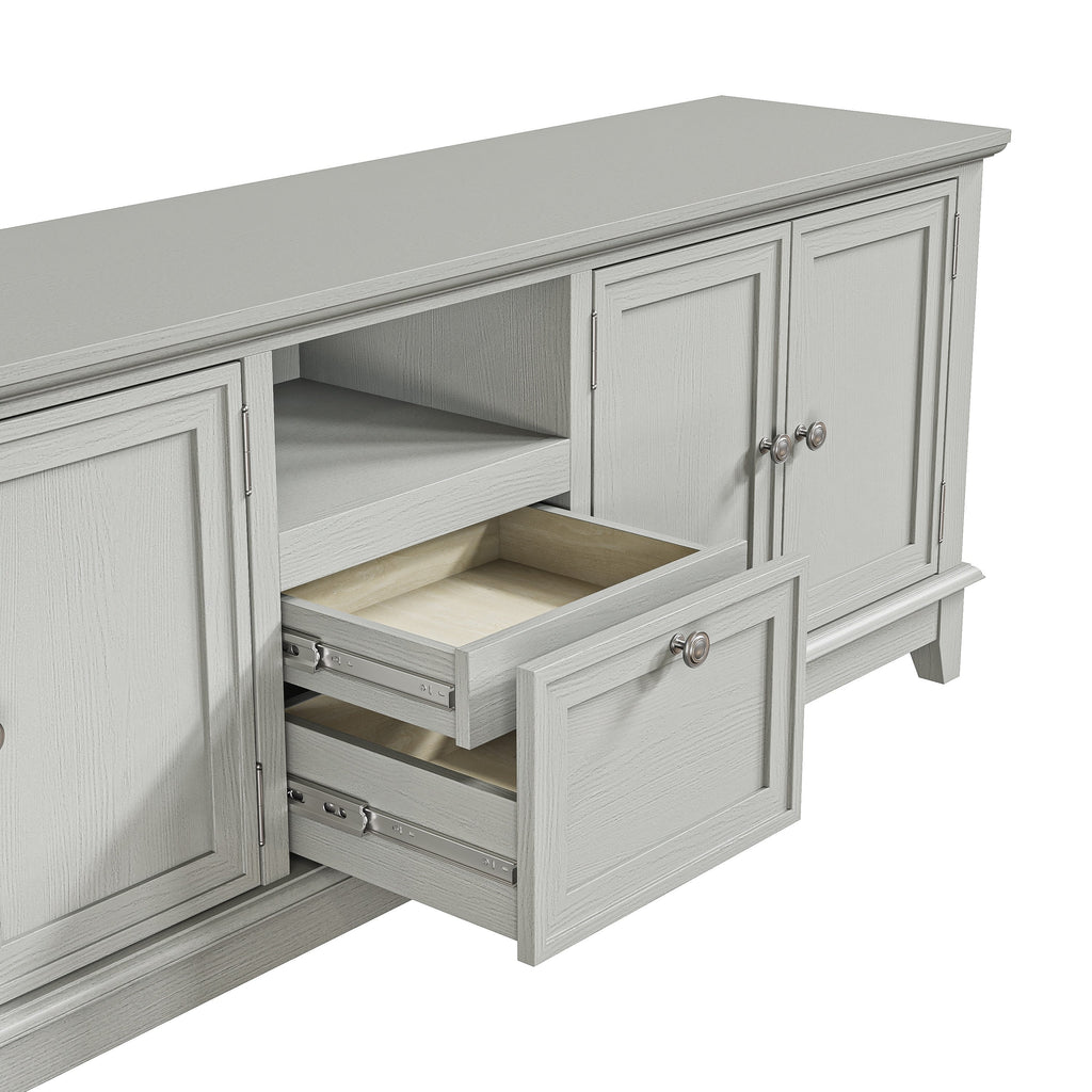 Meuble TV rustique de 72 pouces avec étagères réglables et rangement dissimulé - 72 pouces de largeur