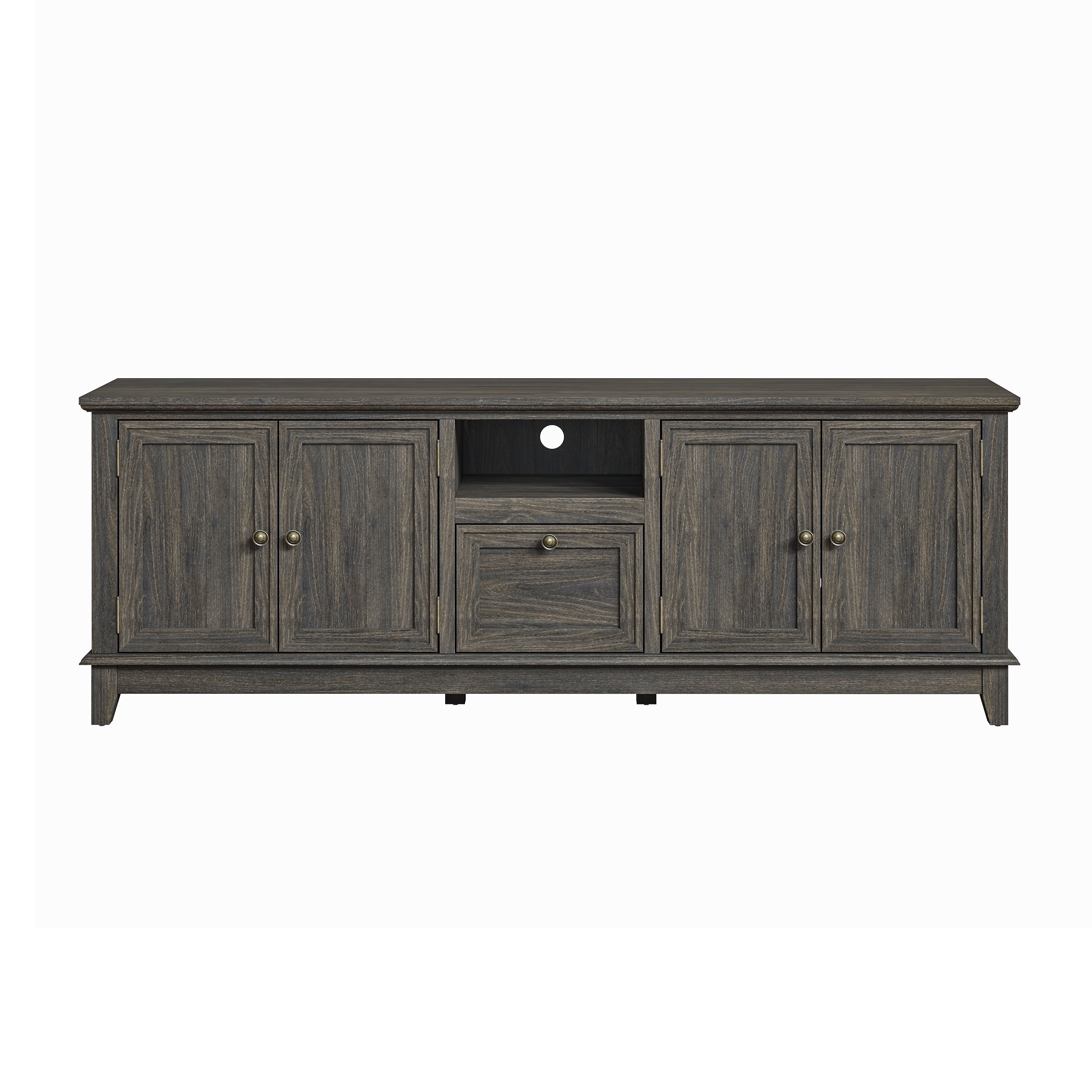 Meuble TV rustique de 72 pouces avec étagères réglables et rangement dissimulé - 72 pouces de largeur