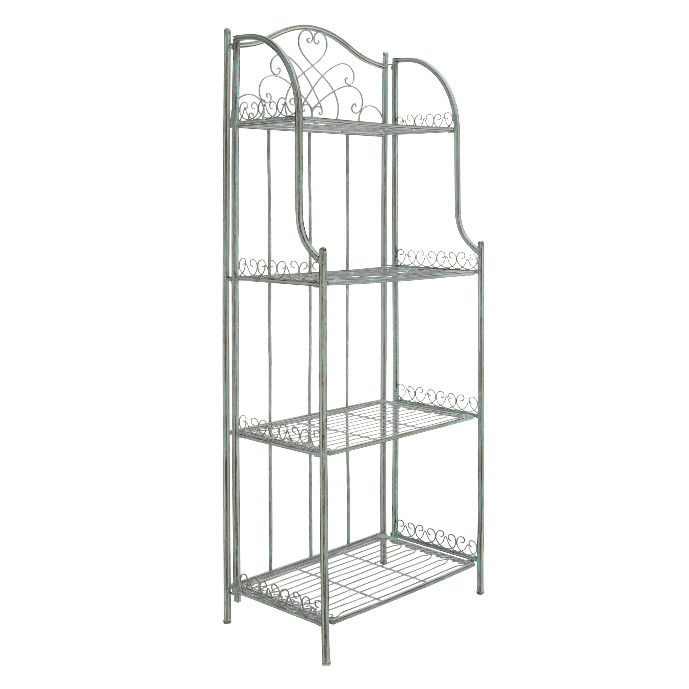 Étagère de boulangerie d'extérieur à 4 niveaux en fer forgé victorien SAFAVIEH Bryn - 25 po L x 15 po P x 63 po H - 25L x 15P x 63H