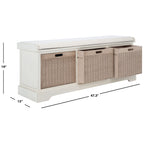 Banc de rangement à 3 tiroirs avec coussins SAFAVIEH Fiorello - 47,3 L x 15 L x 19 H - 47 L x 15 P x 19 H