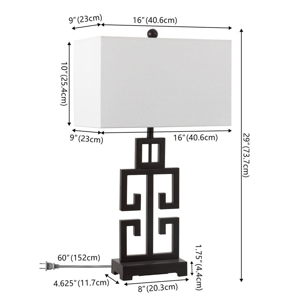 Lampe de table Chantelle de SAFAVIEH Lighting, 29 pouces, finition or antique grecque (lot de 2) - 16 L x 9 P x 29 H