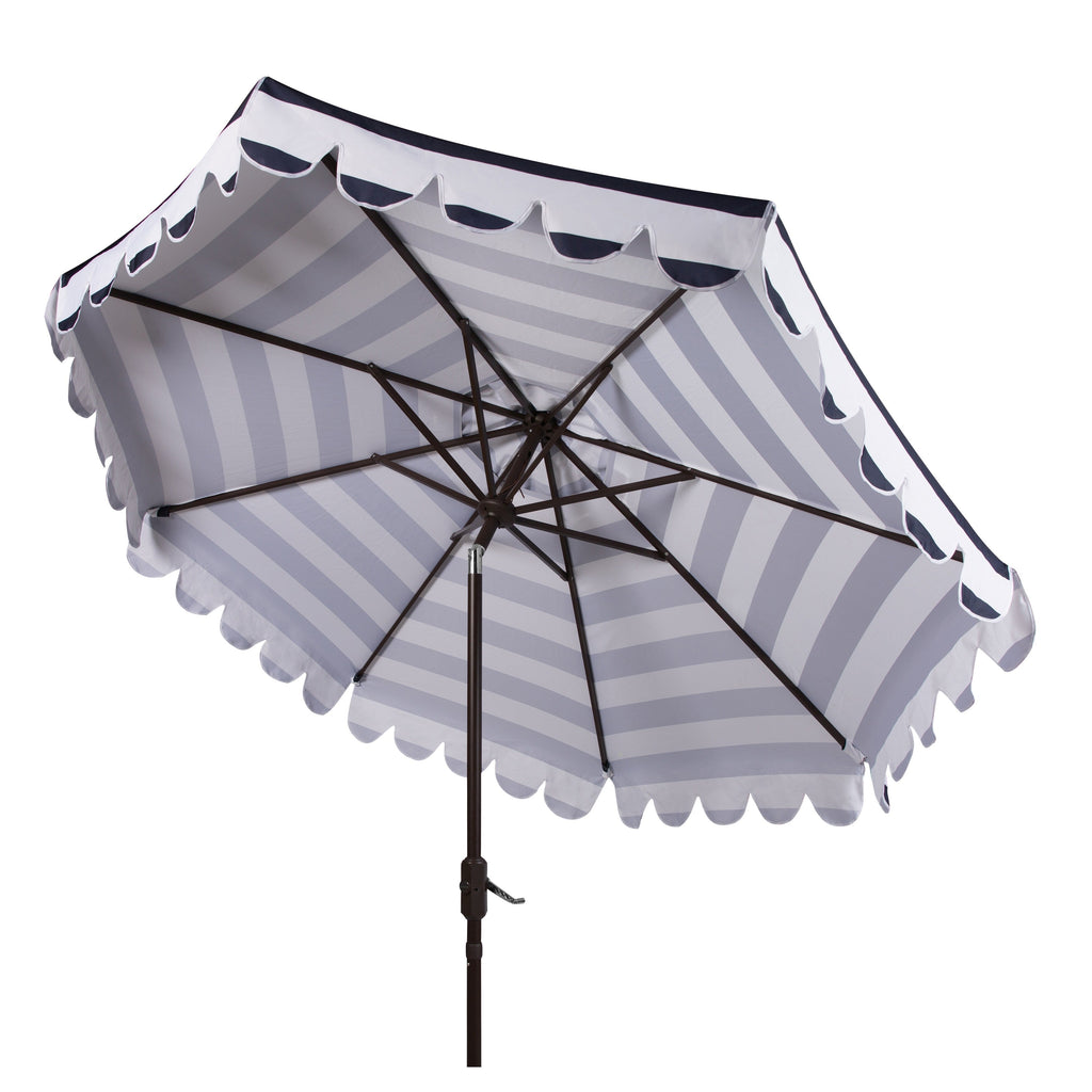 Parapluie à manivelle rayé SAFAVIEH Nargiz de 2,7 m, à motif festonné
