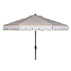 Parapluie à manivelle rayé SAFAVIEH Nargiz de 2,7 m, à motif festonné